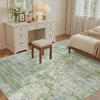 Soalmost 5x8 Area Rugs Green/Ivory Low Pile Indoor Washable Trendy Faded Style - Image 3