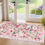 DUKINO 2x4 Rug for Entryway, Washable Kitchen Floral Runner Rug by DUKINO