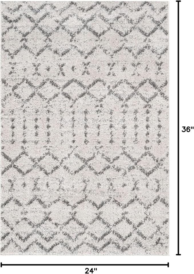 JONATHAN Y Boho Vintage Diamond Cream/Gray Indoor Area Rug 2X3 ft, Moroccan Hype - Image 2
