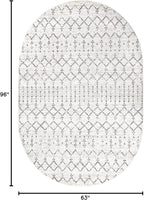 JONATHAN Y Boho Vintage Diamond Cream/Gray Oval Area Rug 5X8 ft, Moroccan Hype - Image 2