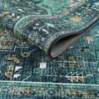 Moynesa Ultra-Thin Washable Teal Non Slip Bathroom Rug - Image 8