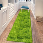 Grass Green Tie Dyed Rug 2x8 ft Plush High Pile Shag Carpet Fluffy Soft Runner - Image 6