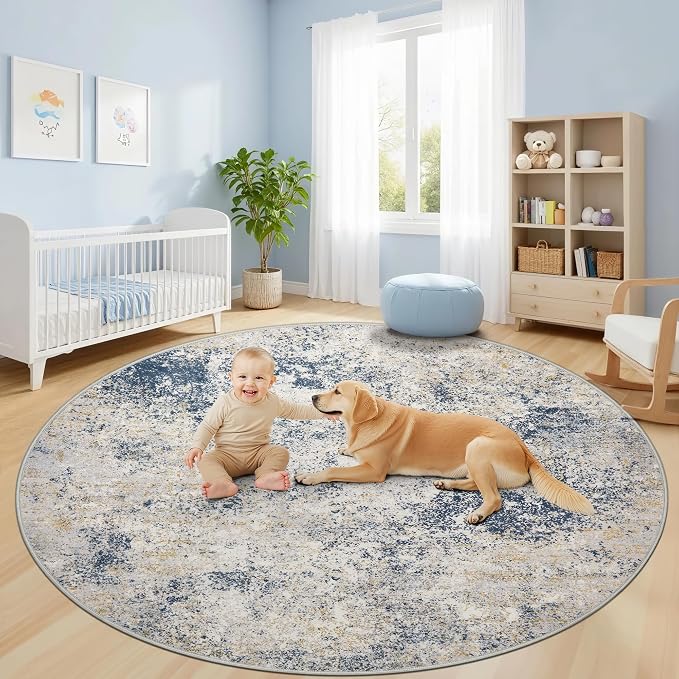 6ft Washable Round Rug - Image 5