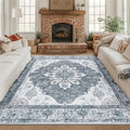 RELEANY Area Rugs Square 8ft Washable Non-Slip, Floral Vintage Distress by RELEANY