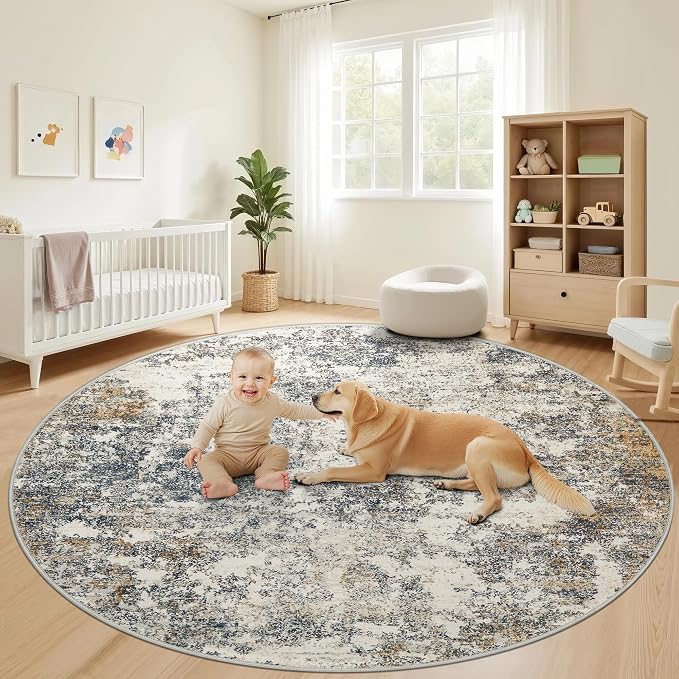 8ft Washable Round Rug - Image 4