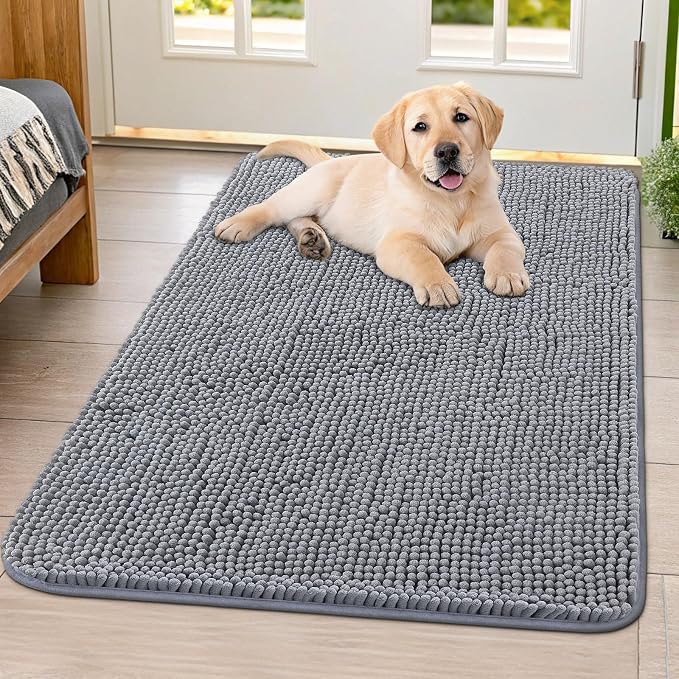 Smiry Dog Door Mat for Muddy Paws 40x32, Absorbent Dirt Trapper, Non-Slip by Smiry