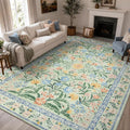 Wonnitar Machine Washable Area Rugs 9x12, Soft Sage Green Floral Rug by Wonnitar