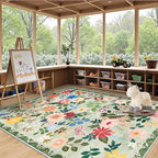 Area Rug Living Room Rugs: Floral 4x6 Washable Rug Vintage Soft Boho Non-Slip - Image 5