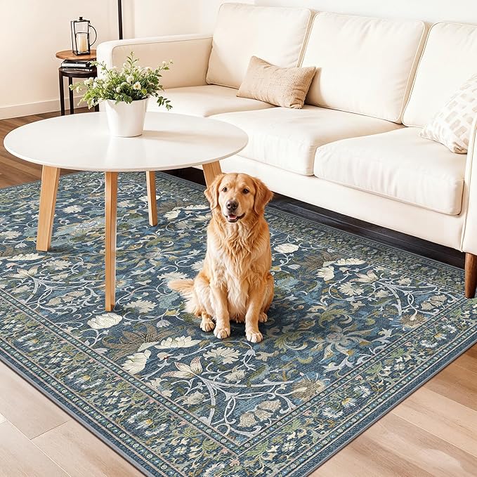4x8 Washable Kitchen Area Rug: Farmhouse Stain-Resistant Elegant Floral Rug - Image 2