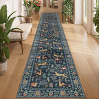 DUKINO 2x12 Washable Runner Rug, Ultra Soft Vintage Animal Runner Rug by DUKINO