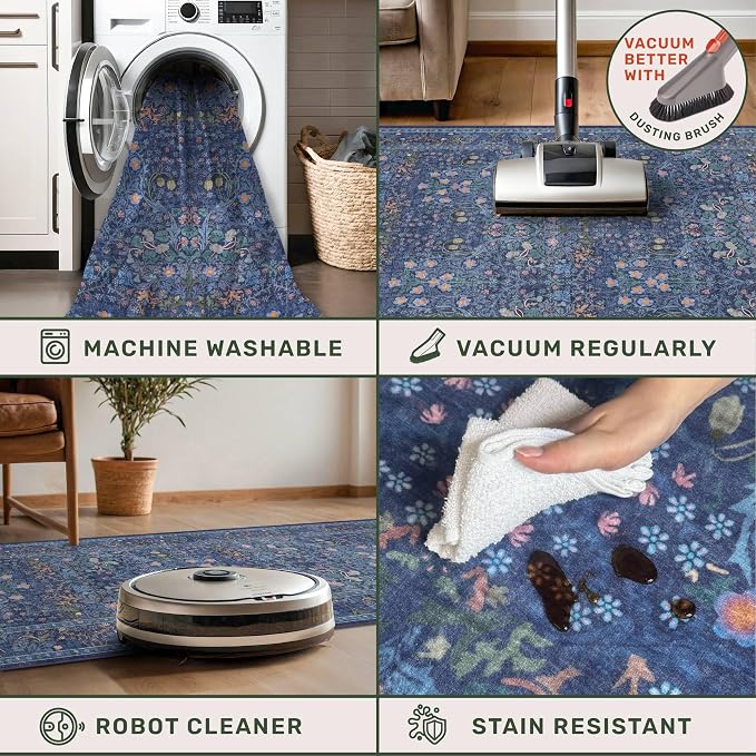 Dark Blue Washable 2x4 Entry Rug - Image 4