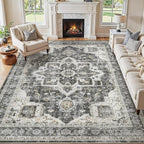 8x10 Area Rugs for Living Room, Washable Non Slip Vintage Distressed Stain by JessibouAreaRug
