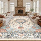 RELEANY Area Rugs Large 10'x12' Washable Non-Slip, Floral Vintage Distress - Image 4