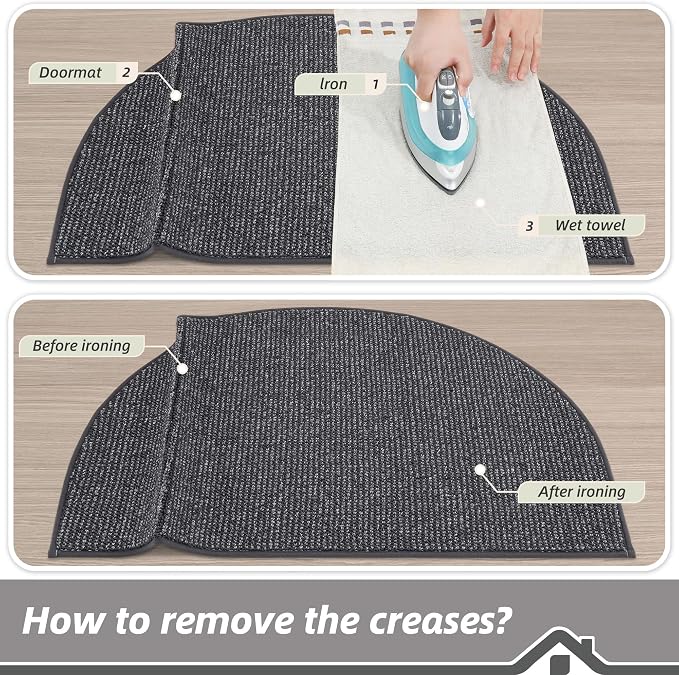BEQHAUSE Dirt Trapper Door Mat 24" x 36" Half Circle Non-Slip Washable Doormats - Image 9