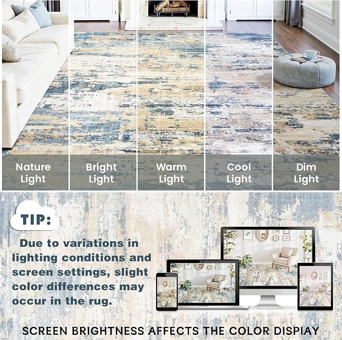 Area Rugs 5x7 Living Room: Large Soft Washable Rug Modern Abstract Anti-Skid - Image 10