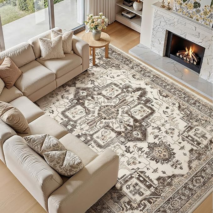 10x12 Washable Area Rugs for Living Room, Large Rug Non Slip Backing Vintage - Image 2