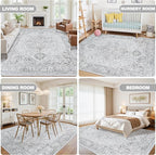 8x10 Area Rugs for Living Room:Washable Vintage Medallion Rug Non-Slip Soft Low - Image 6