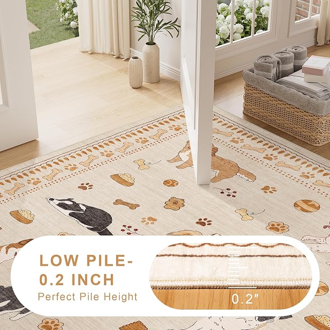 DUKINO 2x4 Runner Rug for Entryway, Animal Dog Print Washable Kitchen Rug - Image 7