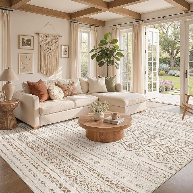 Nakagishi Area Rug Living Room Rugs: 10x12 Large Soft Machine Washable Boho - Image 2