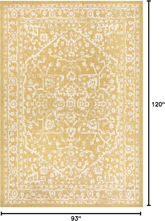 JONATHAN Y Boho Medallion Indoor Outdoor Area Rug 8X10 Yellow/Cream, Malta - Image 2