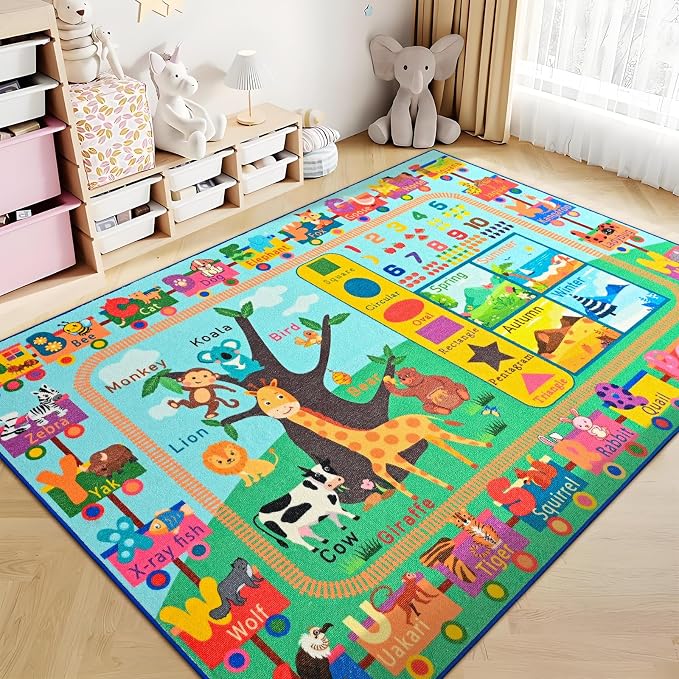 Kids Rug for Playroom, 4x6 ABC Educational Carpet for Classroom, Fun Alphabet - Image 9