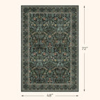 Floral 4x6 Boho Rugs for Living Room, Dark Green Washable Kitchen Floor Mats - Image 2