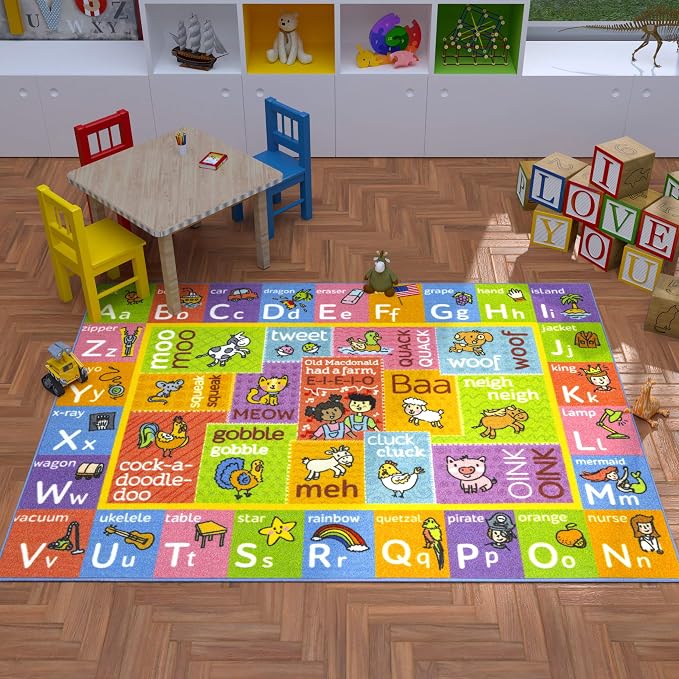 KC Cubs 3x5 ABC Alphabet Animal Sounds Rug – Educational Non-Slip Carpet Play - Image 2