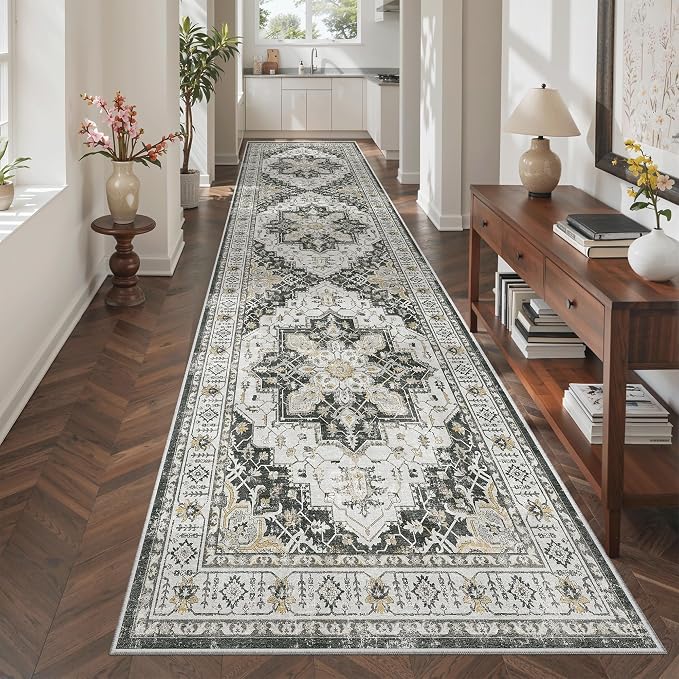 Madane Hallway Rug 3x10, Kitchen Rugs Washable Entryway Rug Vintage Kitchen - Image 2
