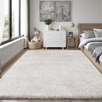 Area Rug for Living Room Bedroom: 5x7 White Soft Fluffy Shag Upgrade Non-Slip - Image 2