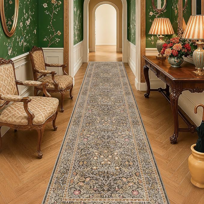 Brown Washable 3x16 Extra Long Runner Rug by HazoHaus