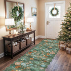 Washable 3x10 Hallway Runner Rug: Floral Scalloped Soft Runners - Image 2