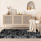 2x6 Fluffy Soft Runner Rug for Bedroom Living Room, Dark Grey and Black Carpet - Image 9