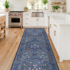 Dark Blue 3x8 Wide Hallway Runner Rugs Indoor Non Slip, 8ft Oriental Washable - Image 3