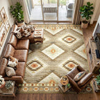 BESTSWEETIE Area Rug 9x12 Machine Washable Non-Slip Low Pile Print Pattern by BESTSWEETIE