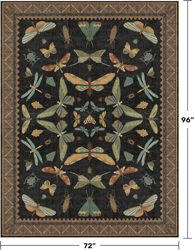 Dark 6x8 Insect Area Rug for Living Room - Image 2