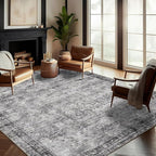 CHAMPLANT Washable Area Rug 8'x10' Retro Boho Design Non-Shedding Non-Slip Easy by CHAMPLANT