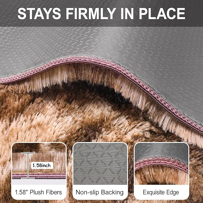 2x10 Feet Soft Fluffy Brown Long Runner Rug - Image 6