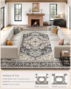10x14 Vintage Area Rug: Washable Neutral Soft Non Slip Thin Large Floor Carpet - Image 9