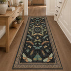 3x8 Green and Black Wide Hallway Runner Rugs - 8ft Washable Kitchen Floor Mats by HazoHaus