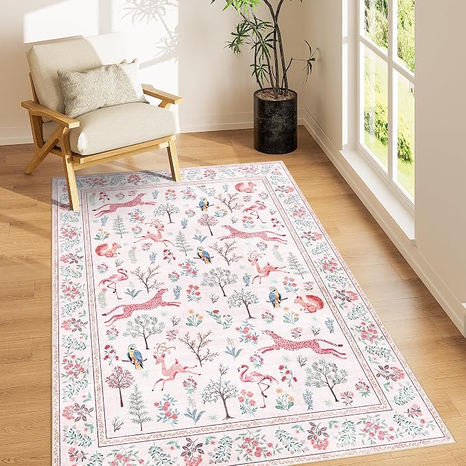 DUKINO 4x6 Rug, Washable Animal Area Rug by DUKINO