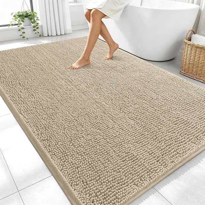 OLANLY Large Bathroom Rugs 70x46, Extra Soft Absorbent Chenille Bath Rugs by OLANLY
