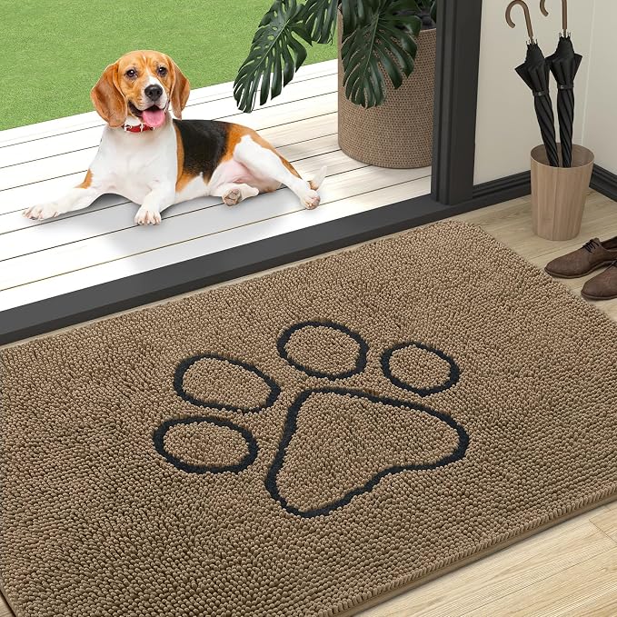 OLANLY Dog Door Mat for Muddy Paws 47x32, Paw Print Design, Absorbs Moisture by OLANLY