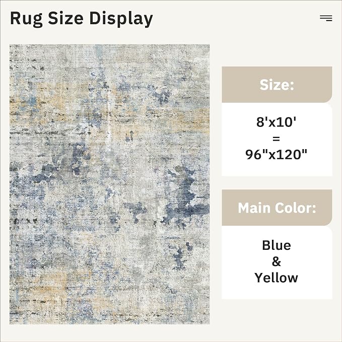 Soalmost Abstract Rug 8x10 Large Living Room Rugs Neutral Modern Washable Area - Image 5
