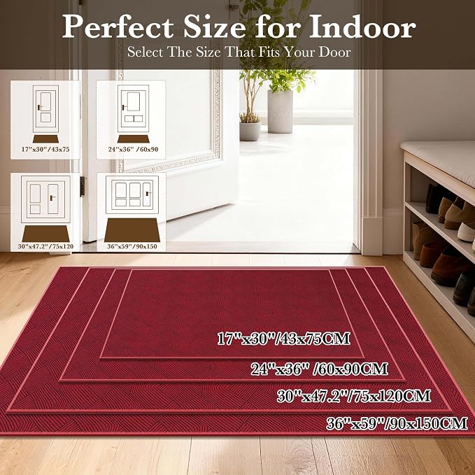 Indoor Door Mat 30"x47" Large, Low-Profile Welcome Front Door Mat Indoor - Image 2