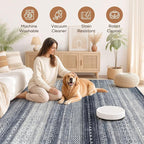 6x8 Area Rugs Living Room: Washable Boho Large Neutral Soft Rug Modern Stain - Image 3