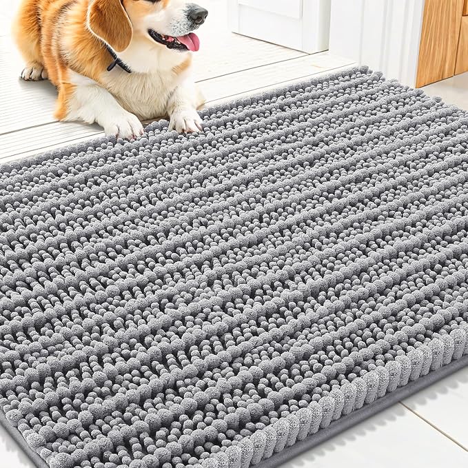 Smiry Dog Door Mat for Muddy Paws 30x20, Absorbent Dirt Trapper, Non-Slip by Smiry