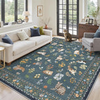 Soalmost Cat 5x7 Area Rugs for Living Room, Machine Washable Animal Floral by Soalmost