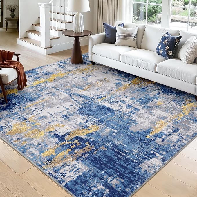RELEANY Washable Area Rugs Square 9ft Non-Slip Modern Abstract Soft by RELEANY