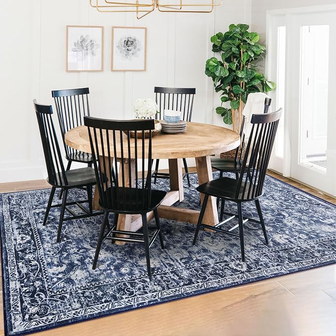 KILOCOCO Area Rug 6x9 Living Room Rug Washable Printed Vintage Floral Non Slip - Image 8