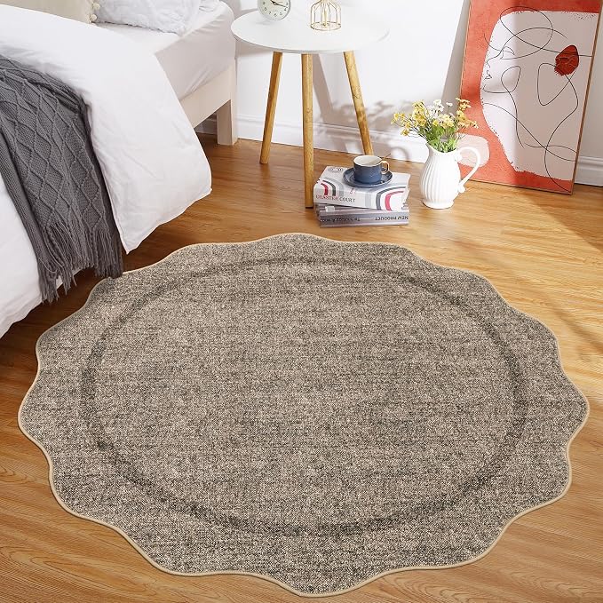 GarveeHome Scalloped Round Rugs 6Ft Washable Area Rug - Image 9